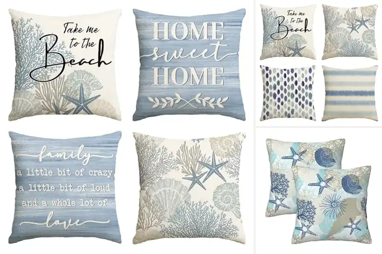 Detailed view of Best Coastal Beach House Pillow Covers
