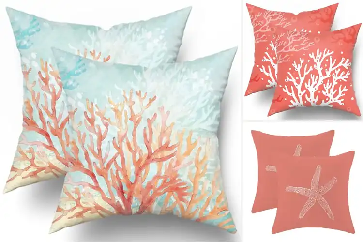 Detailed view of Best Coastal Coral Pillow Covers for a Fresh, Inviting Look