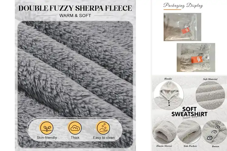 Detailed view of Best Cozy Sherpa Hoodies
