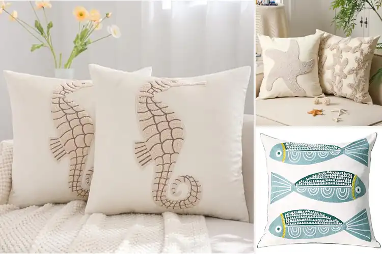 Detailed view of Best Embroidered Coastal Pillow Covers