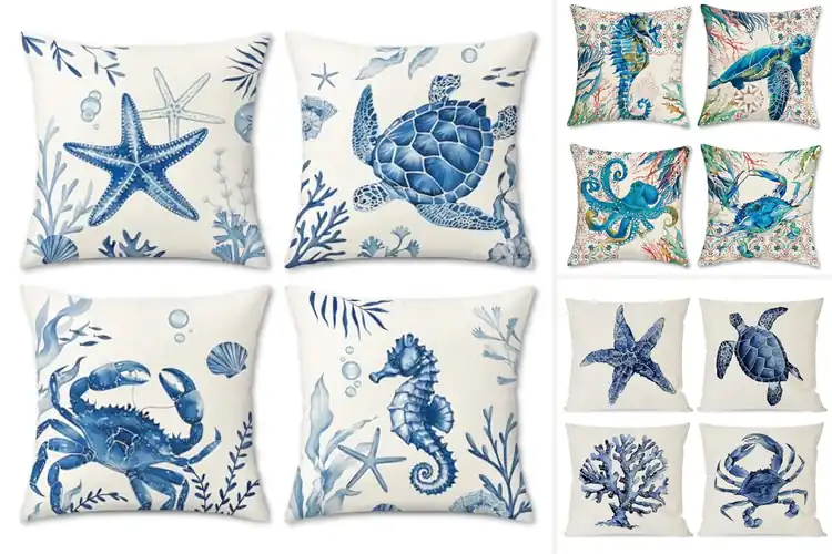 Detailed view of Best Marine Life Patio Pillow Covers