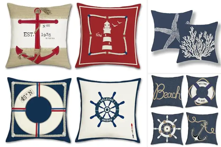 Detailed view of best nautical outdoor pillow covers
