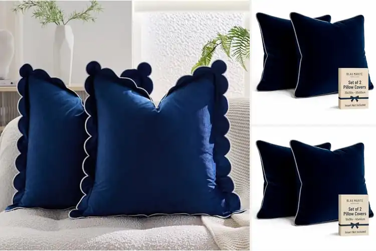 Detailed view of Best Navy Blue Piping Pillow Covers