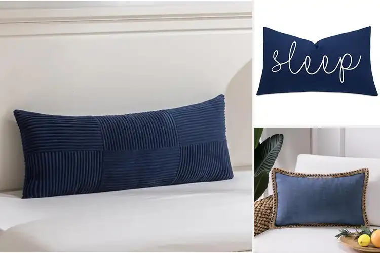Detailed view of Best Reversible Navy Solid Back Pillow Covers